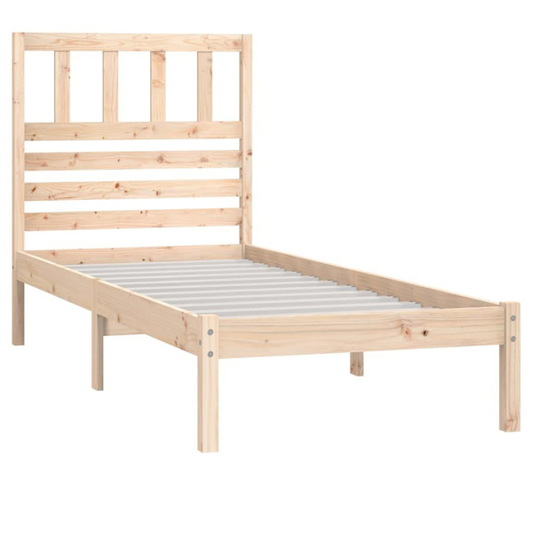 vidaXL Sängram 75x190 cm massiv furu vit Brun