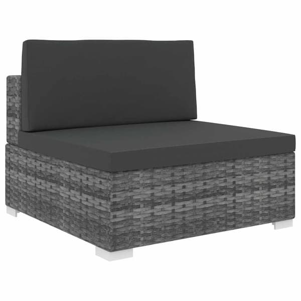 vidaXL Mittensits till modulsoffa 1 st med dynor konstrotting grå grå