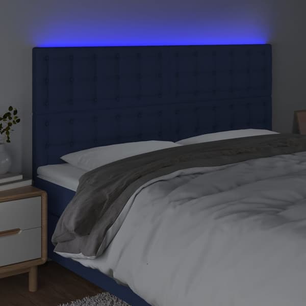 vidaXL Sänggavel LED blå 200x5x118/128 cm tyg Blå