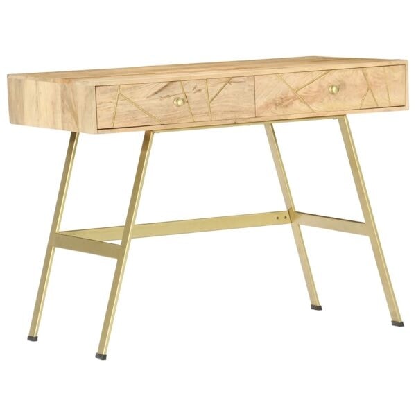 vidaXL Skrivbord med lådor 100x55x75 cm massivt mangoträ Brun