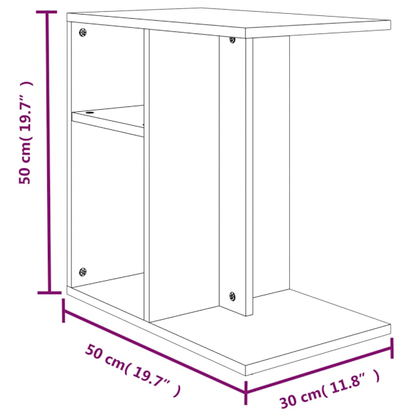 vidaXL Soffbord brun ek 50x30x50 cm konstruerat trä Brun