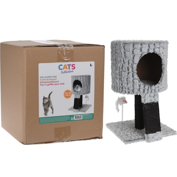 Pets Collection Klösträd på stativ med mus 30x30x40 cm grå