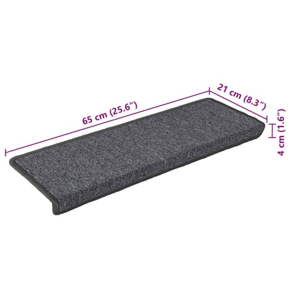 vidaXL Trappmattor 15 st 65x21x4 cm mörkgrå rektangulär kant multifärg