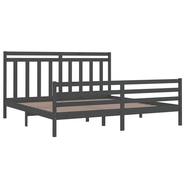vidaXL Sängram grå massivt trä 200x200 cm Grå