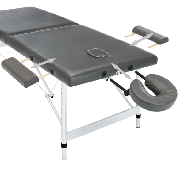 vidaXL Massagebänk med 2 zoner aluminiumram antracit 186x68 cm Antracit