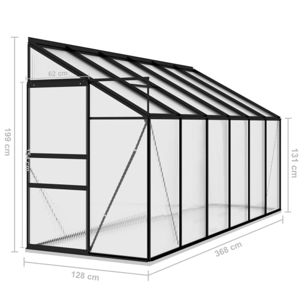 vidaXL Växthus antracit aluminium 7,77 m³ Antracit