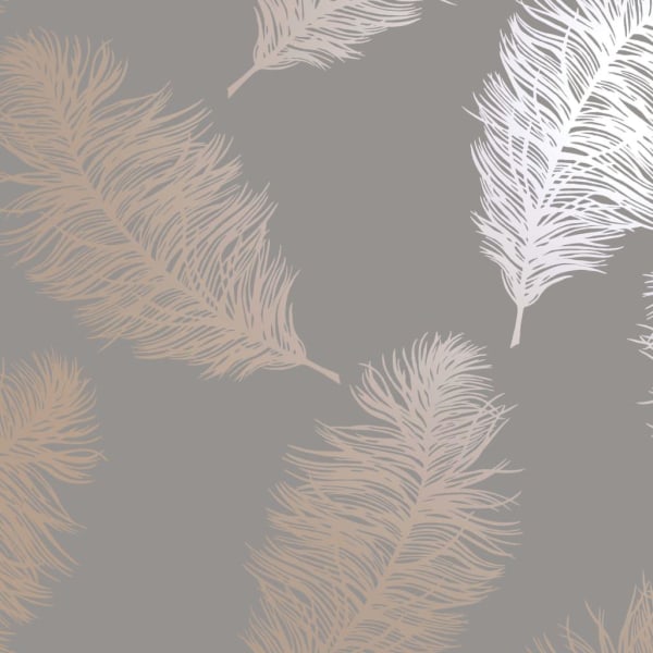 DUTCH WALLCOVERINGS Tapet Fawning Feather grå och roséguld multifärg