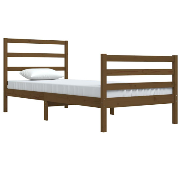 vidaXL Sängram honungsbrun massiv furu 90x200 cm enkelsäng Brun