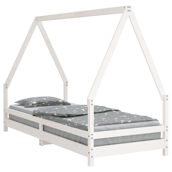 vidaXL Sängram för barnsäng vit 90x200 cm massiv furu Vit