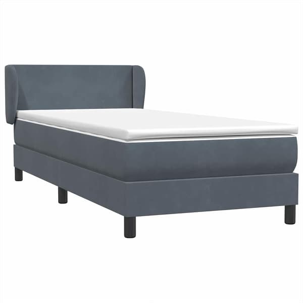 vidaXL Resårsäng med madrass mörkgrå 90x220 cm sammet Grå