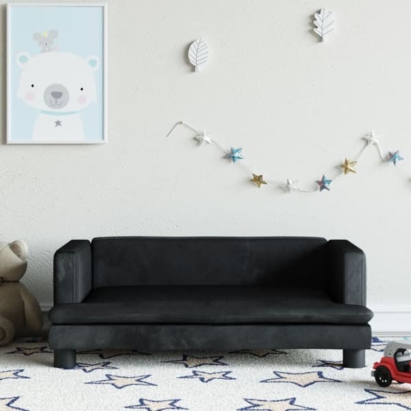 vidaXL Barnsoffa svart 80x45x30 cm sammet art