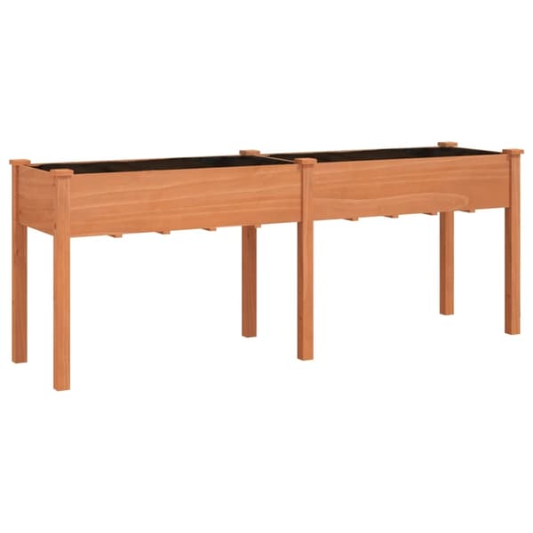 vidaXL Odlingslåda med foder brun 203x53x76 cm massivt granträ Brun