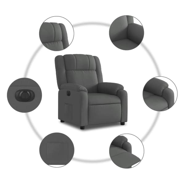 vidaXL Elektrisk reclinerfåtölj mörkgrå tyg Grå
