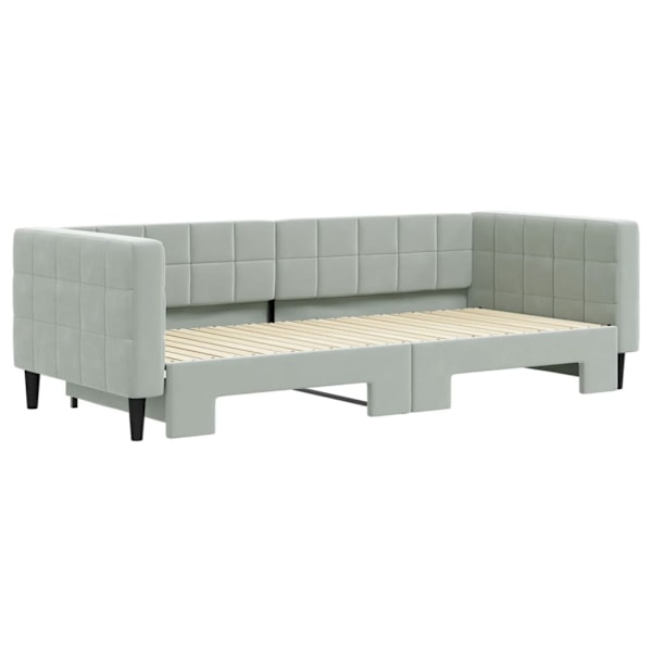 vidaXL Dagbädd utdragbar ljusgrå 90x200 cm sammet Grå