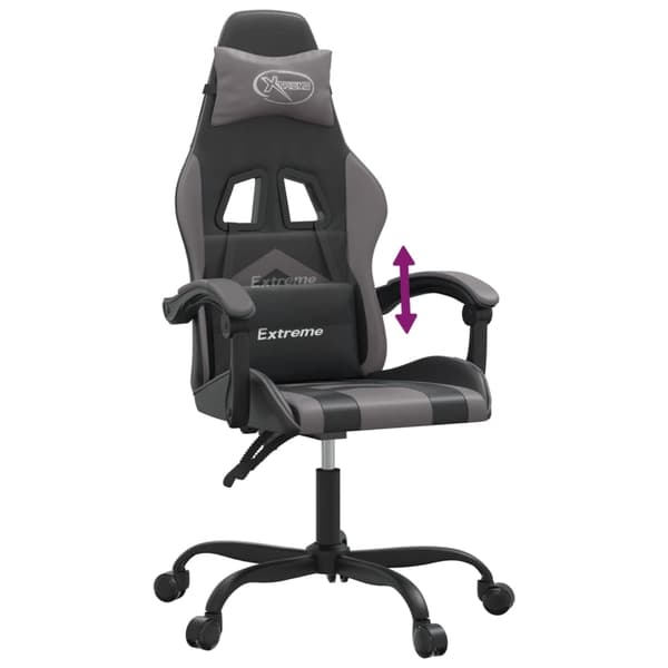 vidaXL Gamingstol svart och grå konstläder Grå