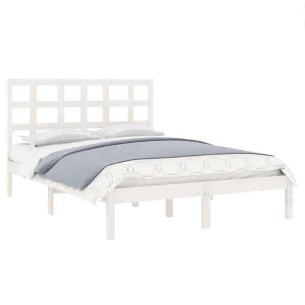 vidaXL Sängram vit massivt trä 150x200 cm Vit