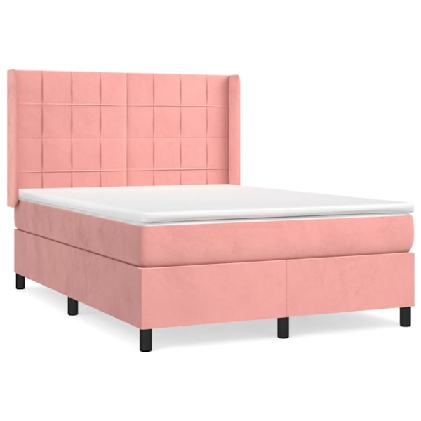 vidaXL Ramsäng med madrass rosa 140x200 cm sammet Rosa