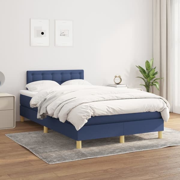 vidaXL Ramsäng med madrass blå 120x190 cm tyg Blå