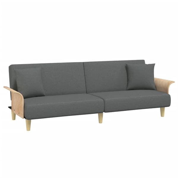 vidaXL Bäddsoffa 2-sits med kuddar och fotpall mörkgrå sammet Grå