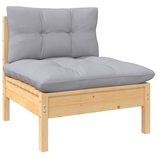 vidaXL Loungegrupp med dynor 6 delar grå furu grå