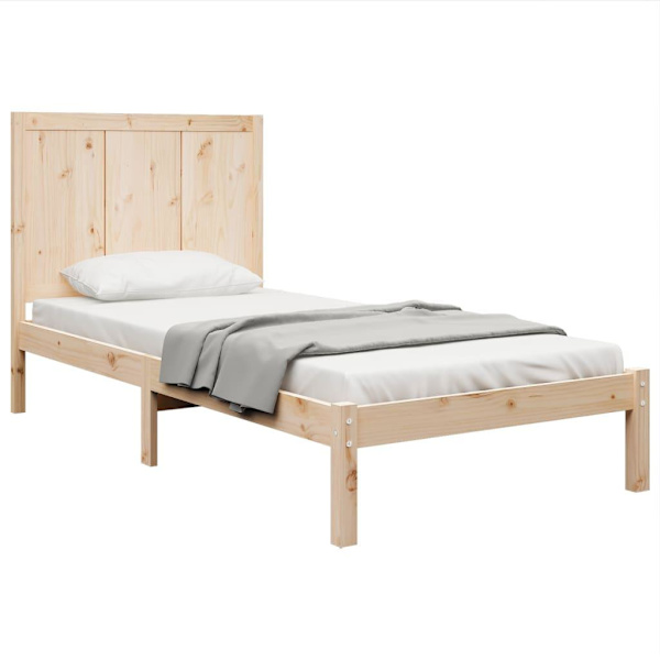 vidaXL Sängram massiv furu 90x190 cm Brun