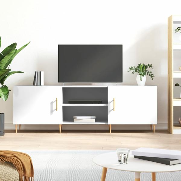 vidaXL Tv-bänk vit högglans 150x30x50 cm konstruerat trä Vit