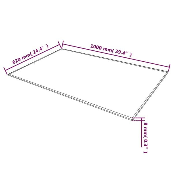 vidaXL Bordsskiva härdat glas 1000x620 mm rektangulär Svart