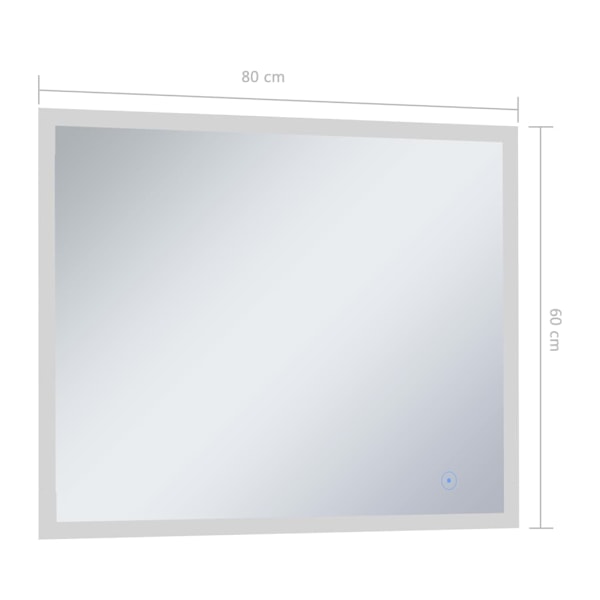 vidaXL Badrumsspegel LED med touch-sensor 80x60 cm Silver