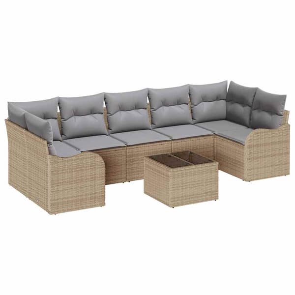 vidaXL Trädgårdsoffset 8 st 7-Antal sittplatser Beige och Grå Beige