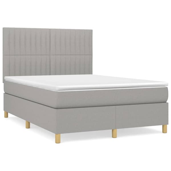 vidaXL Ramsäng med madrass ljusgrå 140x200 cm tyg Grå