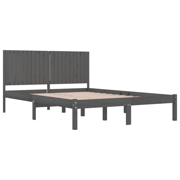 vidaXL Sängram grå massiv furu 200x200 cm Grå