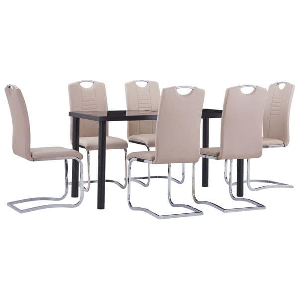 vidaXL Matgrupp 7 delar konstläder cappuccino Brun
