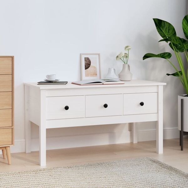 vidaXL Soffbord vit 102x49x55 cm massiv furu Vit