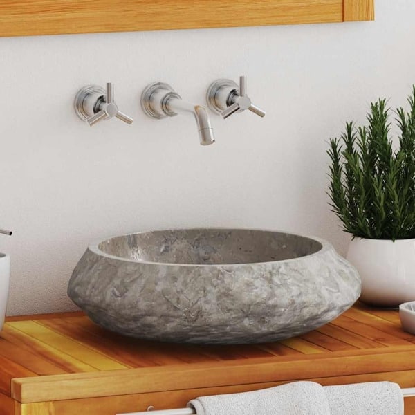 vidaXL Handfat grå Ø40x12 cm marmor grå