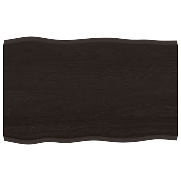 vidaXL Bordsskiva mörkbrun 80x50x2 cm massiv ek levande kant Brun