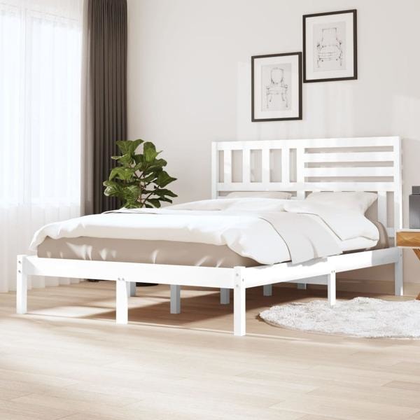vidaXL Sängram vit massiv furu 120x200 cm enkelsäng Vit
