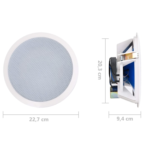 vidaXL Inbyggnadshögtalare med diskant tak/vägg 2 st 360 W Vit