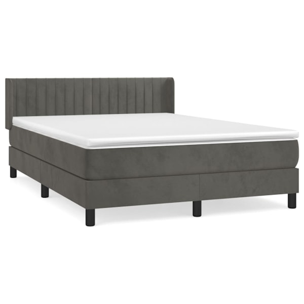 vidaXL Ramsäng med madrass mörkgrå 140x200 cm sammet Grå