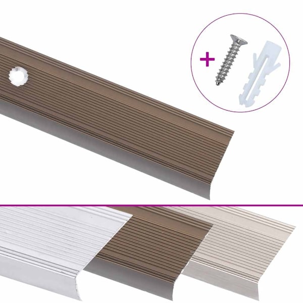 vidaXL Trappnosar i L-form 5 st aluminium 90 cm brun Brun