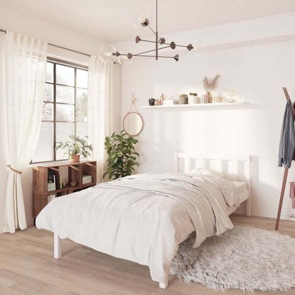 vidaXL Sängram vit massiv furu 90x200 cm Vit