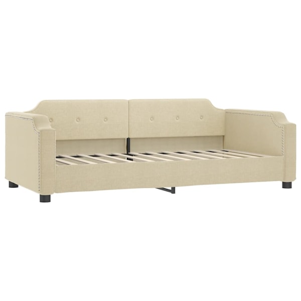 vidaXL Dagbädd utdragbar med lådor gräddvit 100x200 cm tyg Kräm