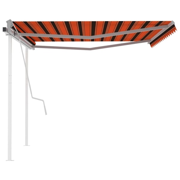 vidaXL Markis med stolpar manuellt infällbar 4,5x3,5 m orange och brun Flerfärgsdesign