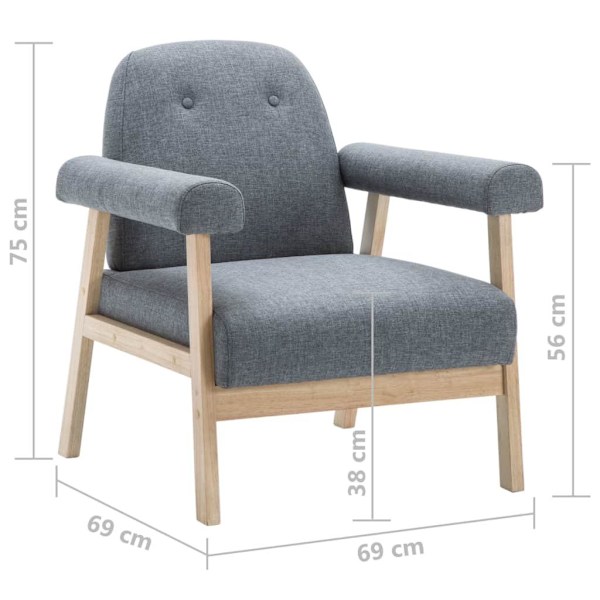 vidaXL Fåtölj ljusgrå tyg grå