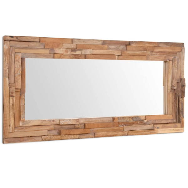 vidaXL Prydnadsspegel teak 120x60 cm rektangulär Brun