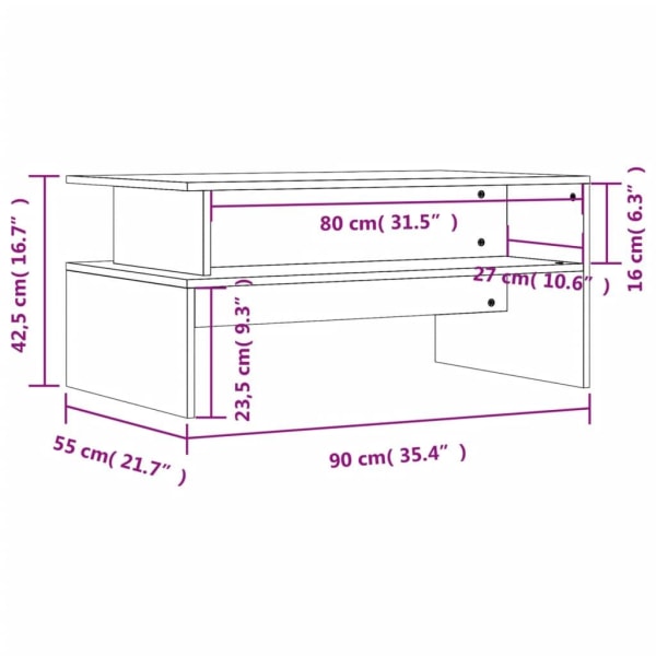 vidaXL Soffbord svart 90x55x42,5 cm konstruerat trä Svart