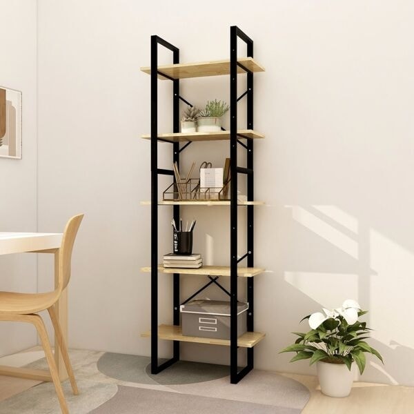 vidaXL Bokhylla 5 hyllplan 60x30x175 cm massiv furu Brun