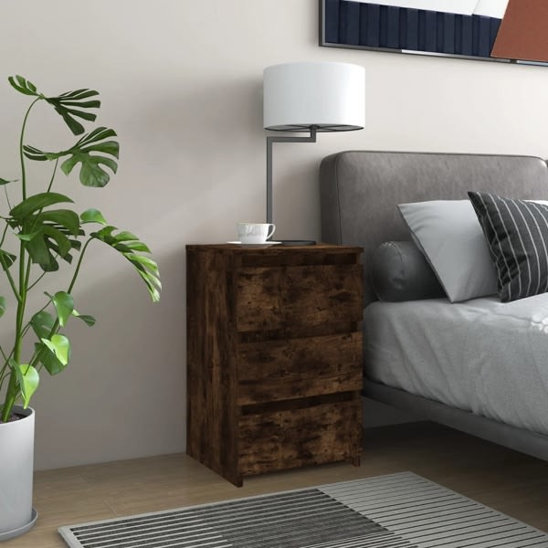 vidaXL Sängbord 2 st rökfärgad ek 40x35x62,5 cm konstruerat trä Brun