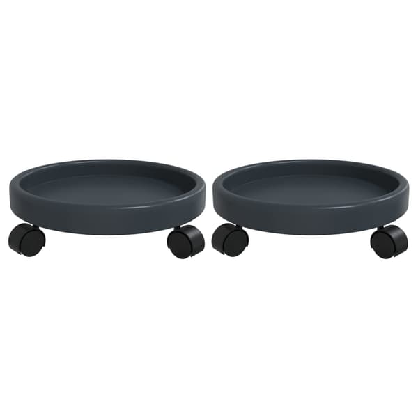 vidaXL Blomvagnar med hjul 2 st grå diameter 34 cm 35 kg Grå