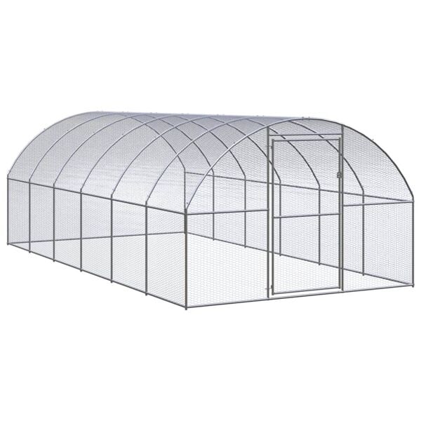 vidaXL Hönsbur för utomhusbruk 3x6x2 m galvaniserat stål Silver