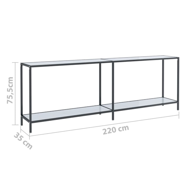 vidaXL Konsolbord vit 220x35x75,5 cm härdat glas Vit